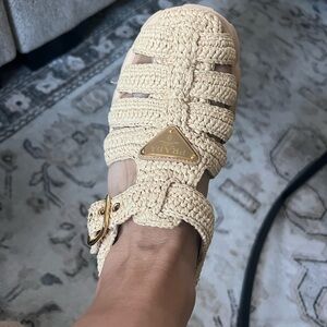 Prada monolith crochet cage sandals
